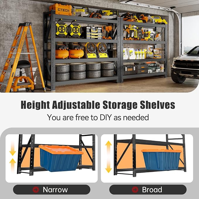 4000LBS Storage Shelves Heavy Duty, 4 Tier Adjustable Shelf, Garage Storage - Image 6