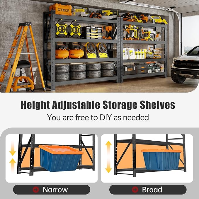 60" W Storage Shelves Heavy Duty, 4 Tier Metal Garage Shelving Units, 5000LBS - Image 6