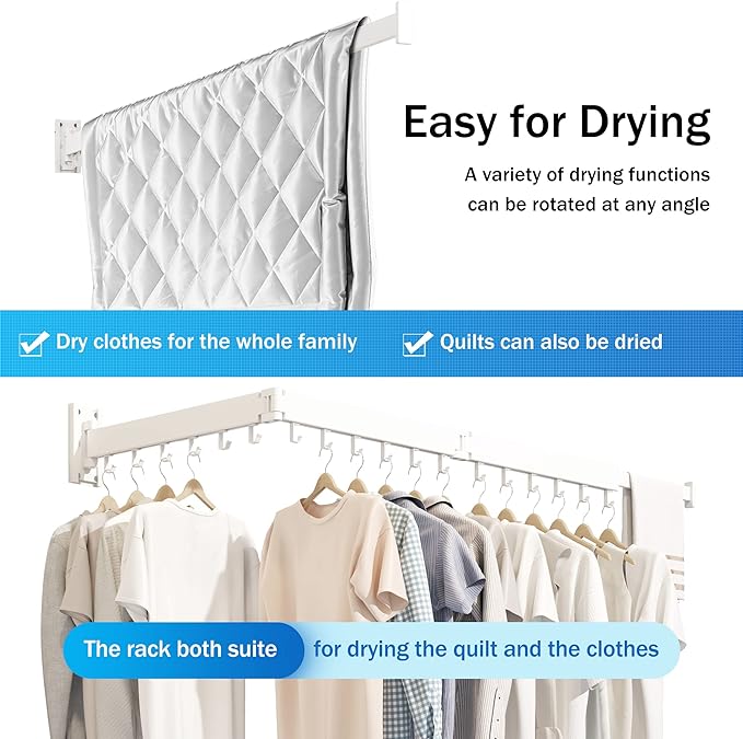 Clothes Drying Rack Wall Mounted, Drying Rack Clothing, Laundry Drying Rack - Image 4
