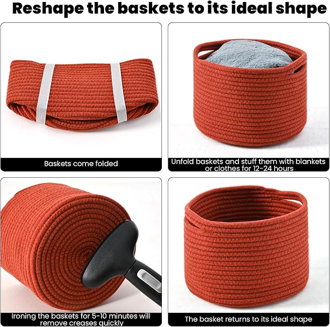Small Storage Baskets for Organizing, Organizer Bins for Shelves, Small Woven - Image 7