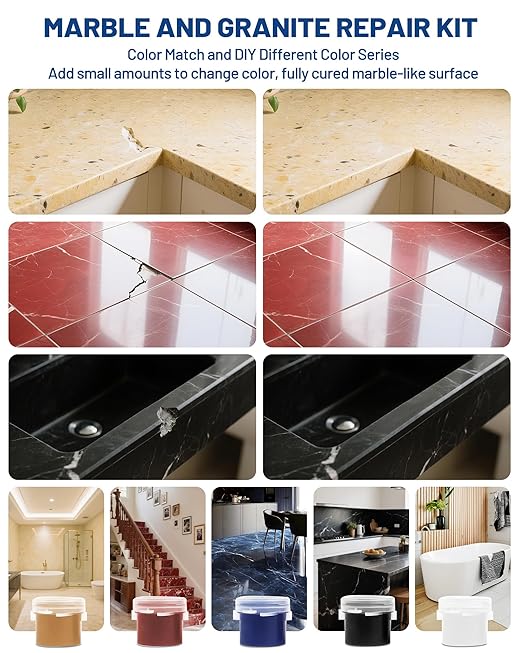 Marble and Granite Repair Kit, 160g/5.64oz Quartz Countertop Repair Kit - Image 4