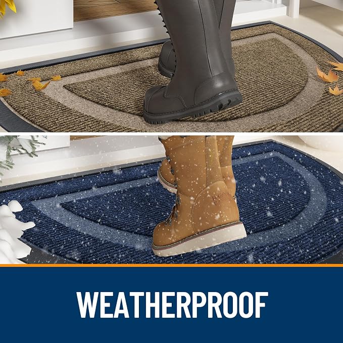 OLANLY Half Circle Door Mat Indoor Outdoor Entrance Welcome, Waterproof - Image 7