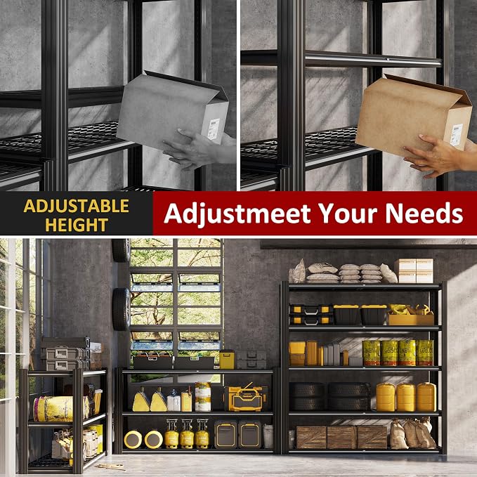 48" W Metal Garage Shelving 5 Tier Storage Shelves Heavy Duty 3030LBS - Image 6