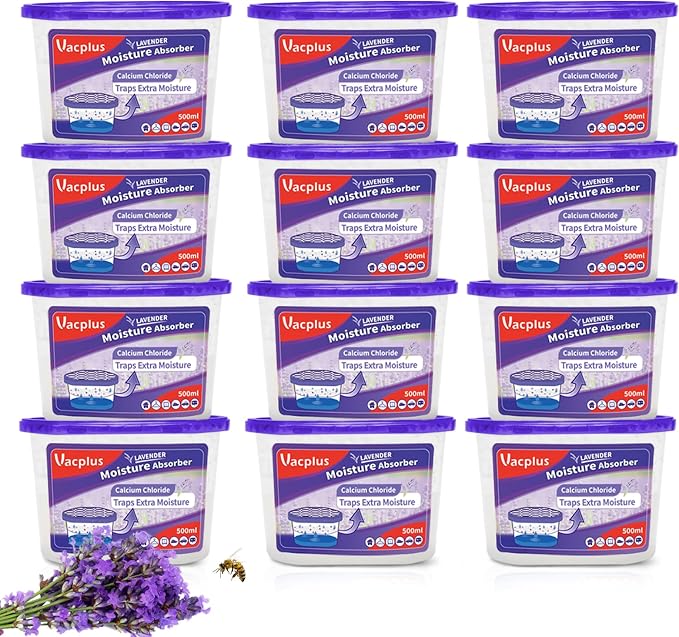 Vacplus Moisture Absorbers 12 Pack, 10.5 Oz, Humidity Absorber Boxes Attracts by Vacplus