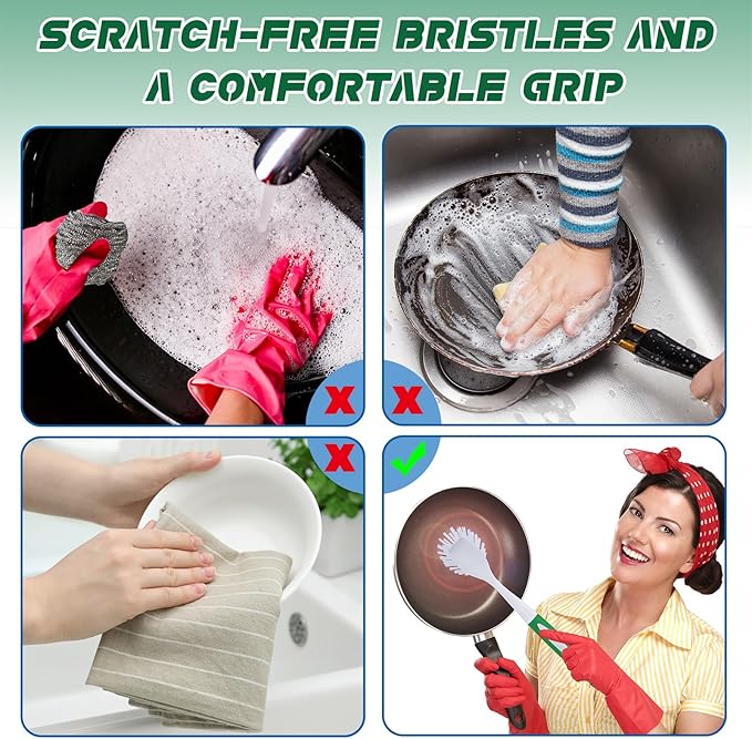 Hsei 20 Pcs Blue and Green Kitchen Scrub Dish Brush Bulk - Image 4
