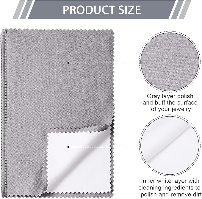 Breling 10 Pcs Silver Jewelry Polishing Cloths 6 x 8 inches Jewelry Cleaning - Image 3