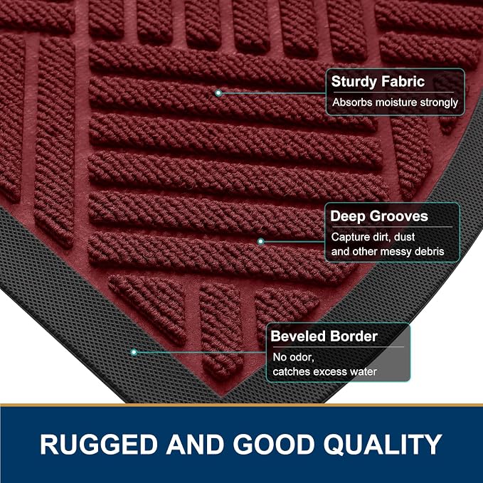 Smiry Half Circle Front Door Mat Outside Entrance, Heavy Duty Outdoor Indoor - Image 4
