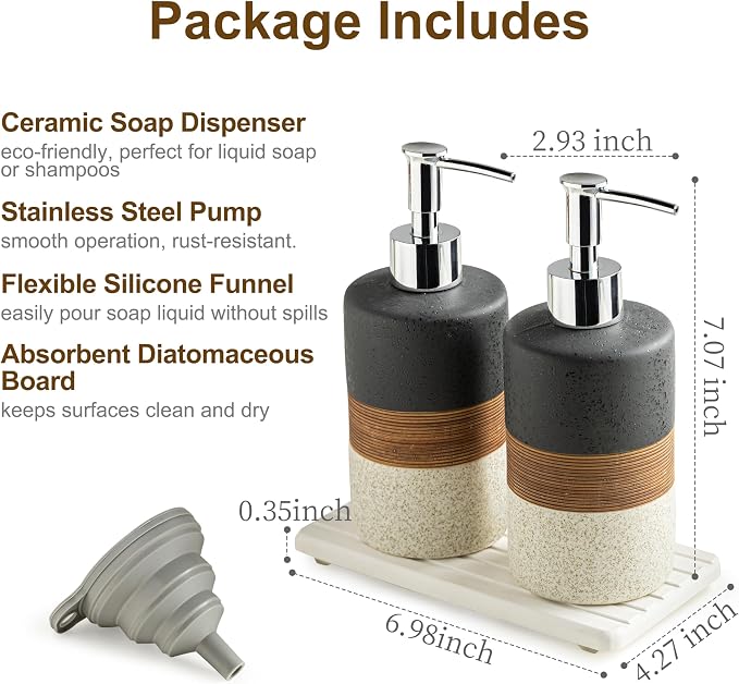Ceramic Dish Soap Dispensers Set, Shower Soap Dispenser - Image 3