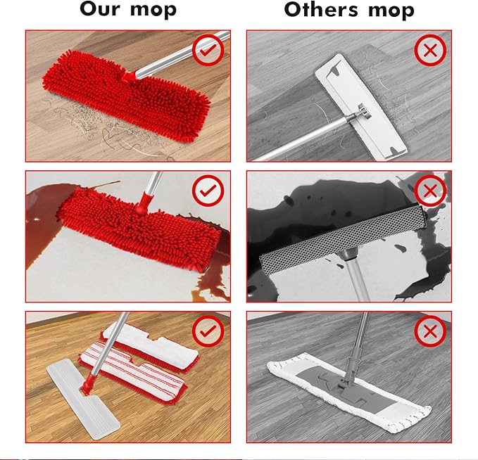 MASTERTOP Microfiber Mop for Floor Cleaning, Hardwood Dust Mop, Wet Mopping - Image 2