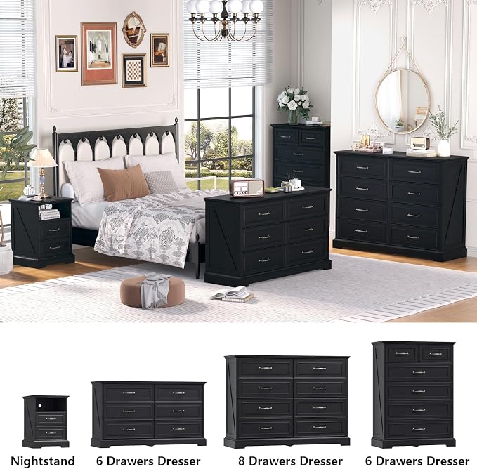 8 Drawer Dresser for Bedroom, Rustic Farmhouse Dresser - Image 5