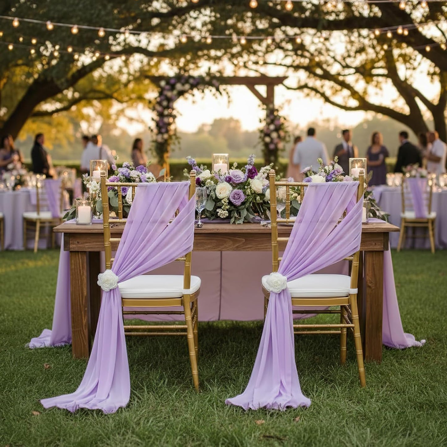 16 Pcs Sheer Chair Sashes Bows Light Purple Chair Cover for Wedding Reception Party Event Engagement Birthday Baby Shower