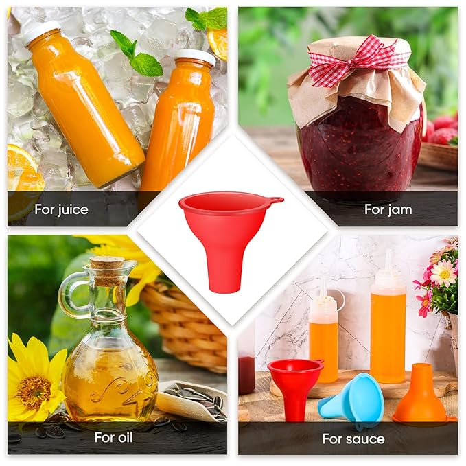 Silicone Funnels 4 Pieces Wide Mouth Funnel Flexible Condiment Sauce Canning Set - Image 5