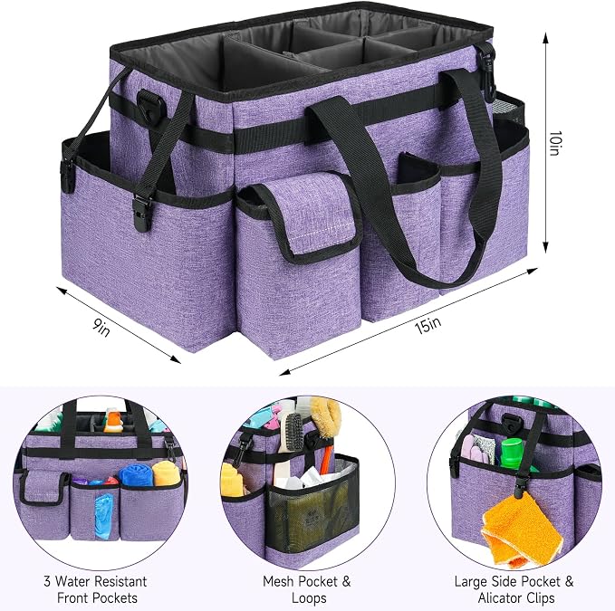 Cleaning Caddy Bag, Large Cleaning Supplies Organizer - Image 3
