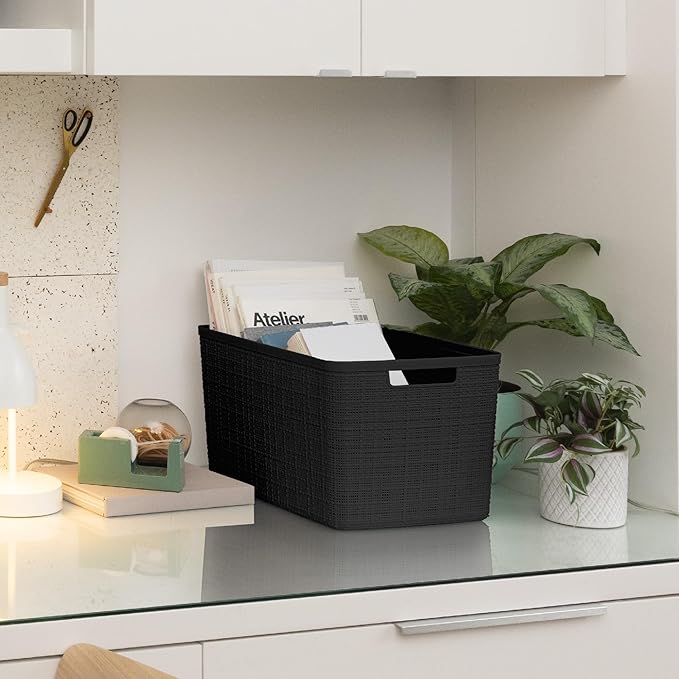 Curver Jute Large Decorative Plastic Organization and Storage Baskets, Perfect - Image 5
