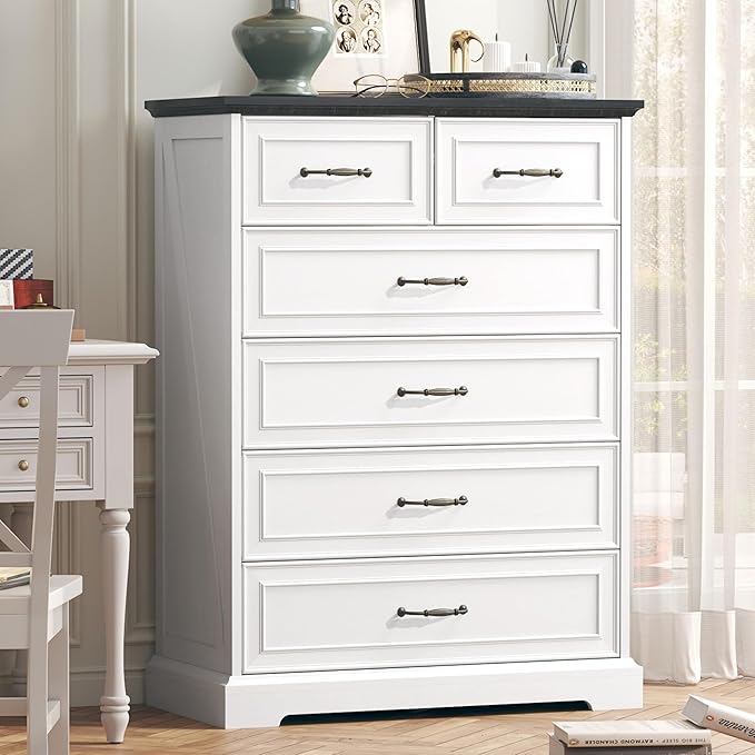 6 Drawer Dresser for Bedroom, Rustic Farmhouse Dresser by Thacuok