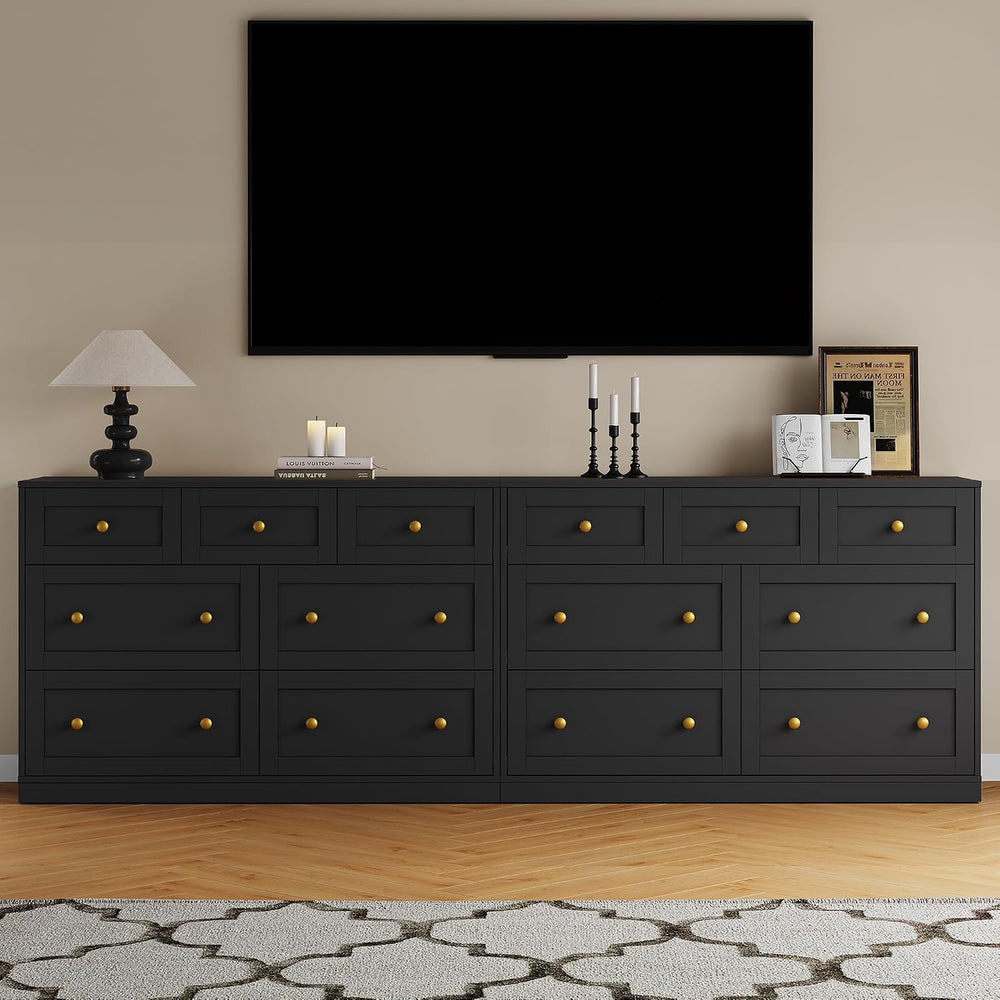 RoyalCraft 7 Drawer Dresser, Black Dresser for Bedroom, Wood Chest of Drawers...
