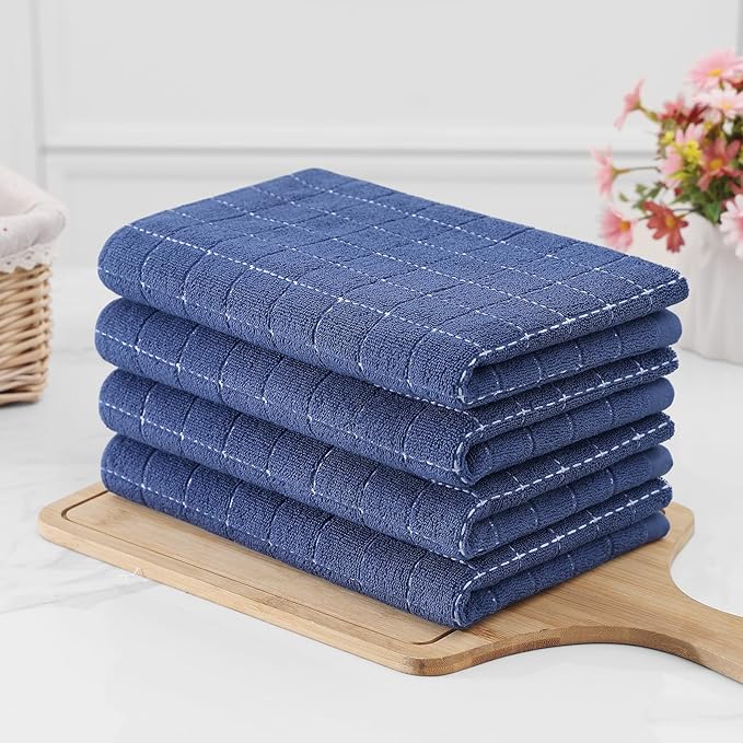Homaxy 100% Cotton Terry Kitchen Towels, Checkered Designed, Soft and Super - Image 6