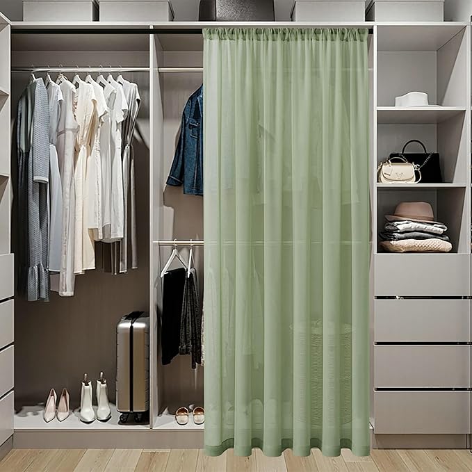 Tollpiz Short Sheer Door Curtains Closet Linen Textured Curtains Sheer Doorway - Image 3