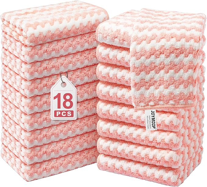 JOYMOOP Microfiber Cleaning Cloths – 18 Pack, Super Absorbent Towels by JOYMOOP