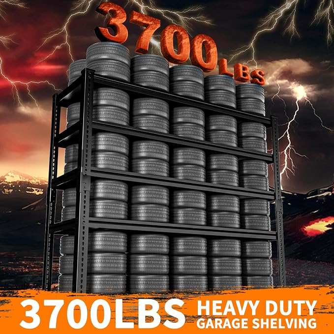 Storage Shelves Heavy Duty 4 PCS, 5-tier Adjustable Metal Industrial Utility - Image 4