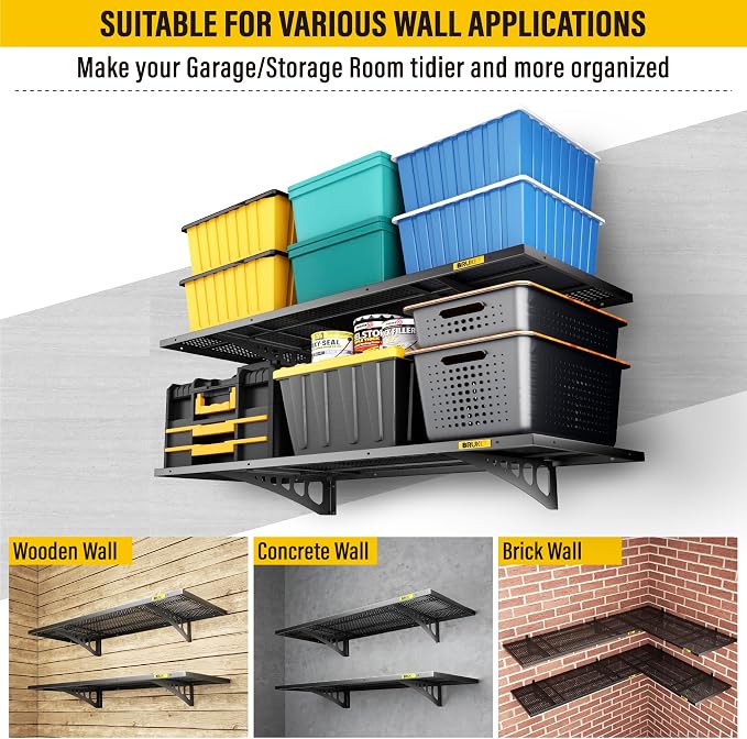 2Pack 1.64x4ft Adjustable Metal Garage Wall Shelving Heavy Duty Garage Storage - Image 6