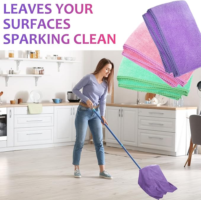 Newwiee 3 Pcs Extra Large Microfiber Cleaning Cloth 30" x 20" Washable Reusable - Image 3