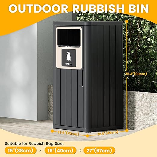 22 Gallon Outdoor Trash Can Waterproof Resin Patio Garbage Can - Image 2