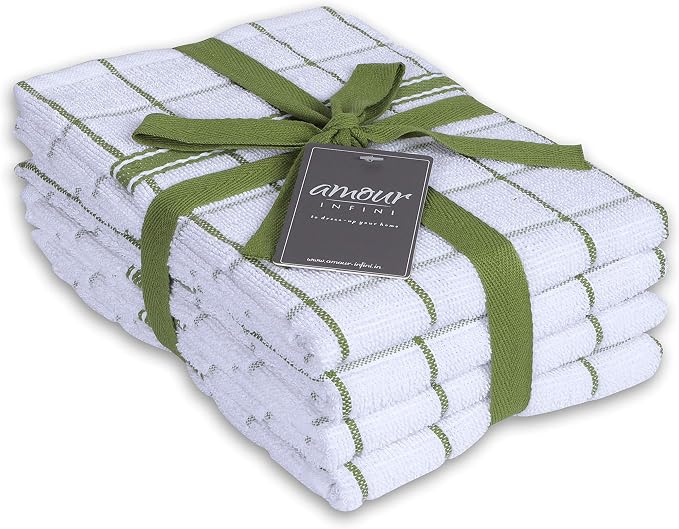 AMOUR INFINI Terry Cotton Kitchen Towels 4-Pack by AmourInfini