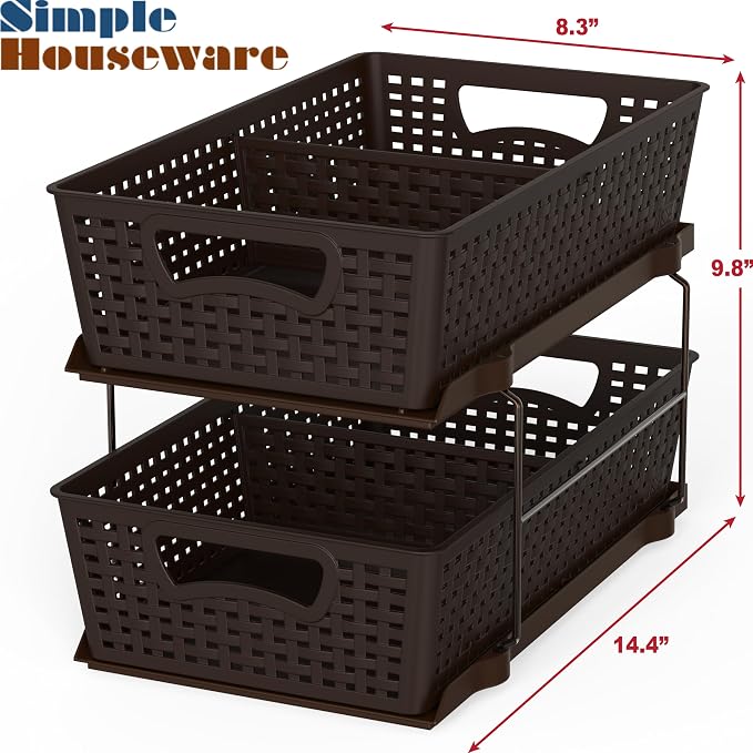 Simple Houseware 2 Tier Bathroom Organizer Tray Pull-Out Sliding - Image 2