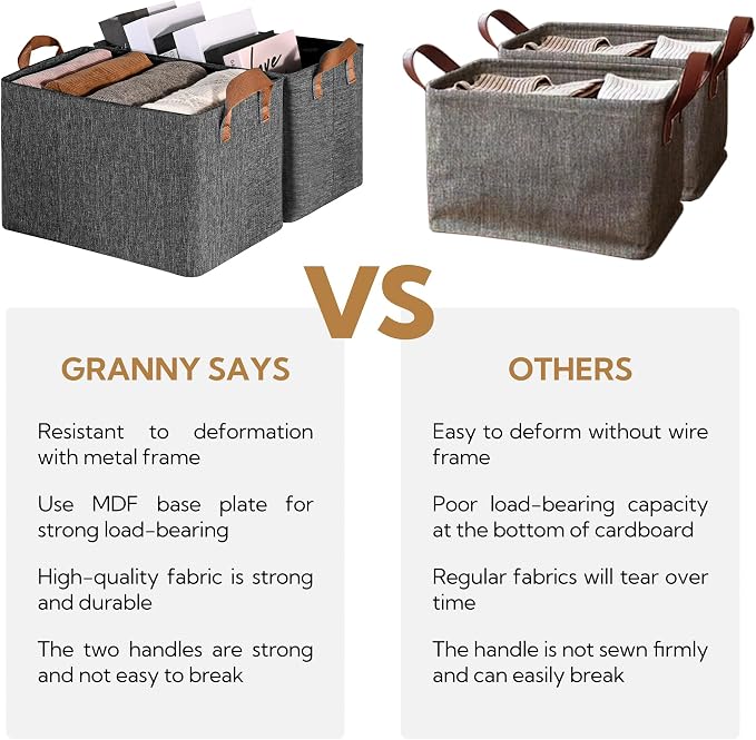 GRANNY SAYS Storage Baskets for Shelves, Closet Organizer Bins, Clothes Storage - Image 5