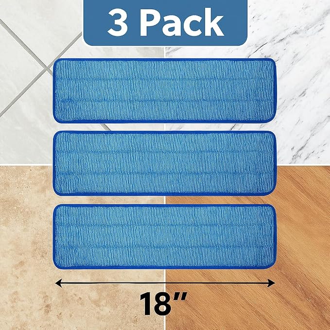 3 Pack Microfiber Pad Universal Commercial 17-18 Inch Head- Heavy Duty - Image 2