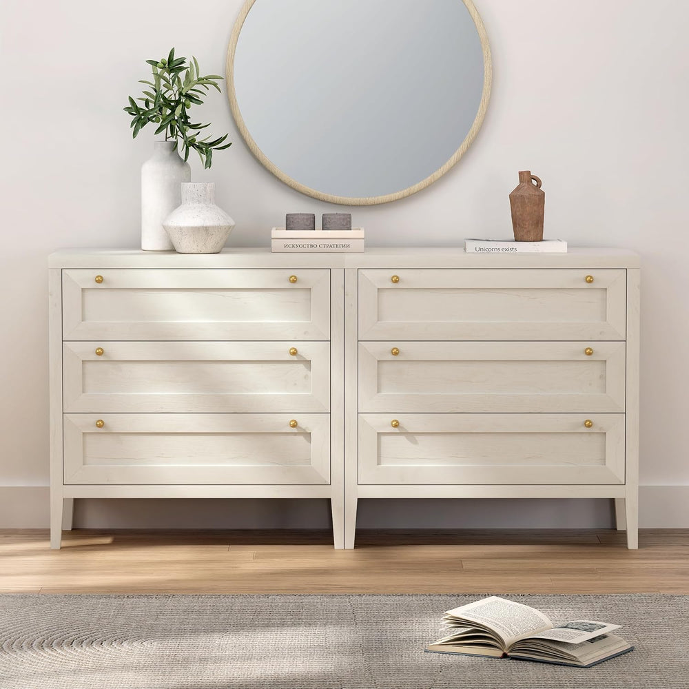 EYYTHUNG 3 Drawer Dressers Set of 2 for Bedroom, Farmhouse Chest of Drawers w...