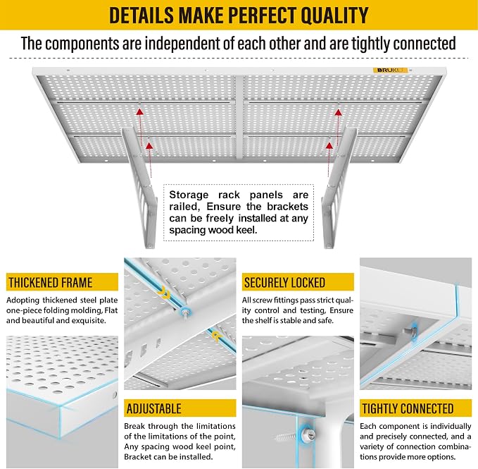 4Pack 2x3ft Adjustable Metal Garage Wall Shelving Heavy Duty Garage Storage - Image 5
