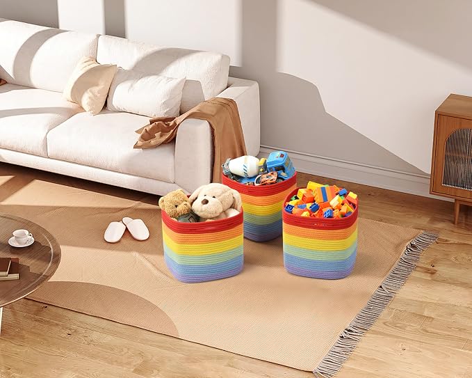 3 Pack Storage Cubes 11 Inch Cotton Rope Woven Baskets - Image 2