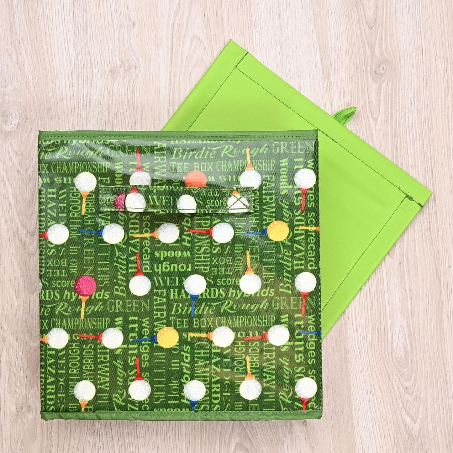 CAIT CHAPMAN HOME COLLECTION Passion for Sports Storage Bins (Golf balls, 11"x11"x11" Cube)