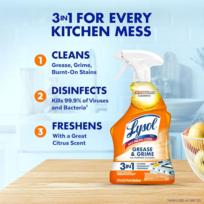 Lysol Pro Kitchen Spray Cleaner and Degreaser, Antibacterial All Purpose - Image 2