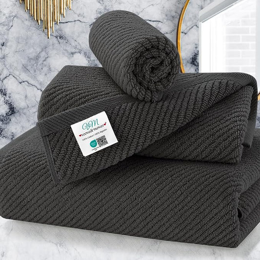 3 Piece Towel Sets for Bathroom, 1 Large Bath 30" x 56", 1 Hand 18" x 28" by VOOVAMOVAS