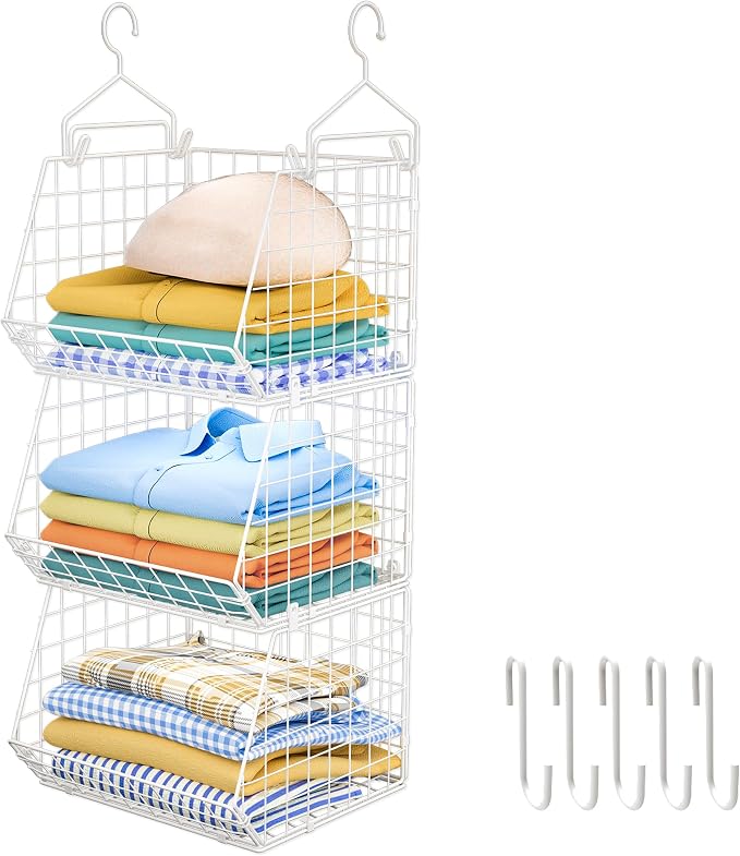 X-cosrack 3 Tier Foldable Closet Organizer, Clothes Shelves by X-cosrack