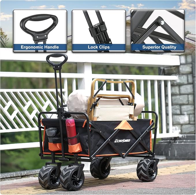 EchoSmile Heavy Duty 350 Lbs Capacity Collapsible Wagon, Outdoor Folding - Image 2