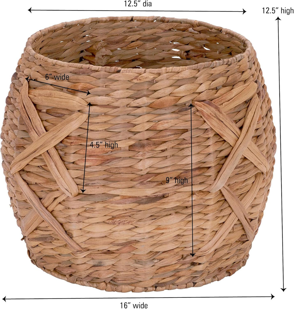 Household Essentials ML-4112 Hyacinth Round Floor Basket, X-Design, Brown