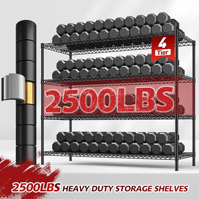 REIBII 55.5''W Storage Shelves 2500LBS Wire Shelving Unit - Image 4