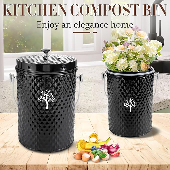 AOSION Countertop Compost Bin Kitchen，Odorless Indoor Compost Bin - Image 2
