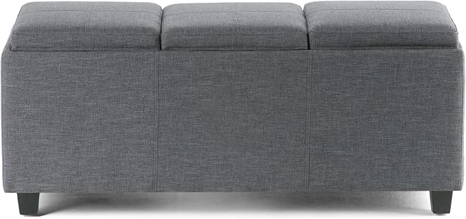 SIMPLIHOME Avalon 42 Inch Wide Contemporary Rectangle Storage Ottoman in Slate - Image 4