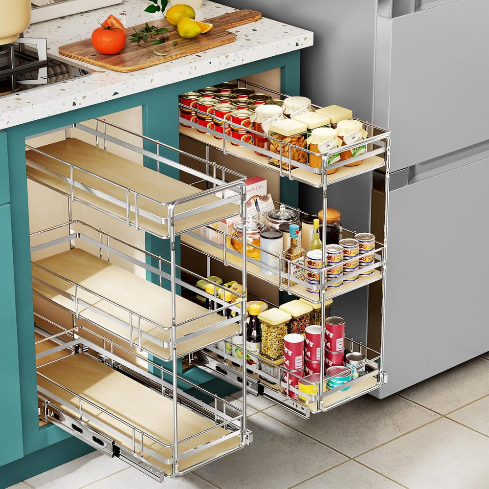 Pull Out Spice Rack Cabinet Organizer 8" W x 20½" D, 3 Tier Heavy D...