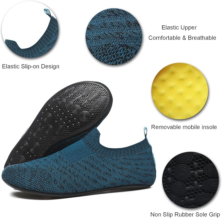 QZKDM Lightweight Slip on Grip Indoor House Slippers Barefoot Non Slip Home - Image 6