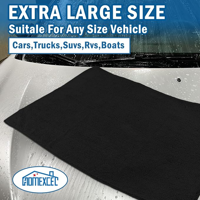 HOMEXCEL Professional Large Microfiber Car Drying Towels 4 Pack, Lint Free - Image 3