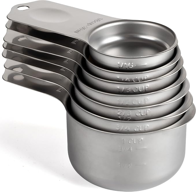 Stainless Steel Measuring Cups Set of 7 Stackable Heavy Duty Measuring Cups by X-zrew