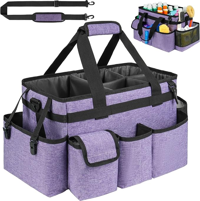 Cleaning Caddy Bag, Large Cleaning Supplies Organizer by ZIOZERTT