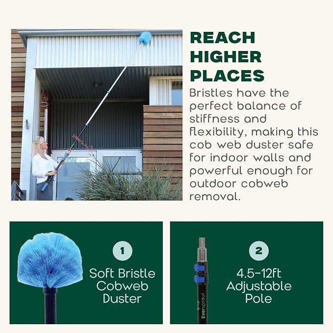 EVERSPROUT 5-to-12 Foot Cobweb Duster and Extension-Pole Combo | Hand Packaged - Image 3