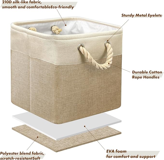 SIMPLE HOUSEWARE Fabric Storage Cubes, 3 Pack - Image 3